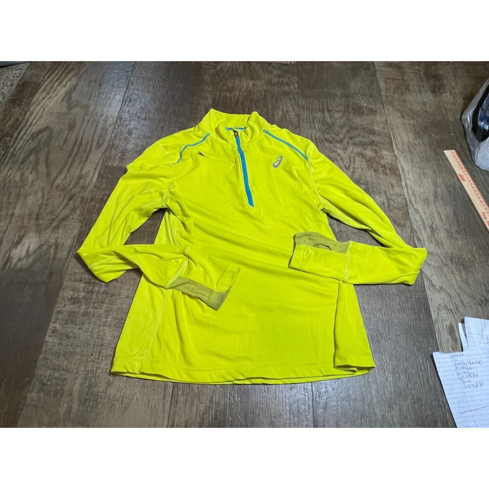ASICS Top Womens Large L Yellow Shirt 1/4 Zip